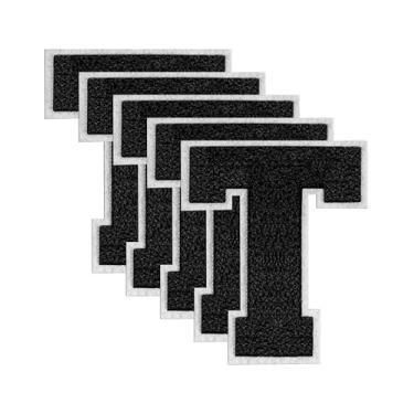 Imagem de GBTBYS Remendos de letras universitárias de 11,4 cm preto chenille ferro em letras patch para mochilas, aplique bordado, jaqueta com capuz, bolsas de Natal, festa de aniversário T