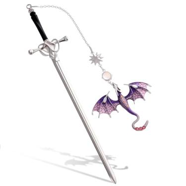 Imagem de Marcador de livro de metal com espada de dragão de fantasia exclusiva Fourth Wing para leitura, professores, homens, mulheres, amantes de livros, agradecimento, formatura, aniversário, aposentadoria