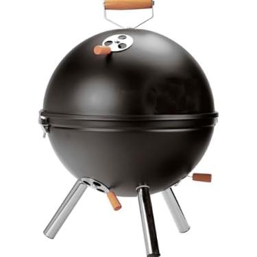 Imagem de Churrasqueira à Bafo Portátil Preta em Metal – Compacta, com Tampa, Grelha e Combustão a Carvão para Churrascos, Festas, Viagens e Acampamentos