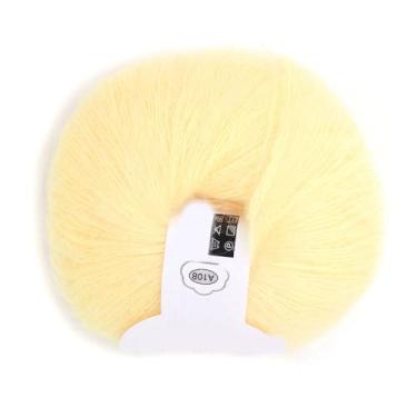 Imagem de GLOGLOW Fio de lã angorá, Fio de tricô Mohair Macio e Quente para Cachecóis e Suéteres, 30% Mohair 50% Fibra, Adequado para Todas As Idades (02 ganso amarelo)