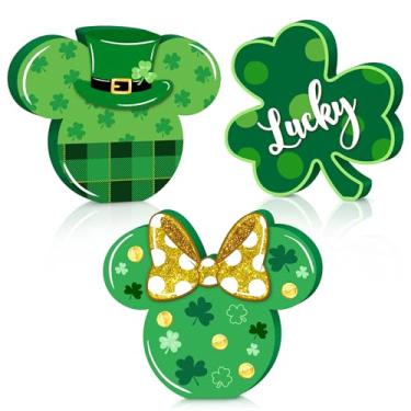 Imagem de Sionoiur Peças De Decoração De Placa De Mesa De Rato Do Dia De São Patrício, Centro De Mesa De Madeira De Trevo, Placas De Mesa, Conjunto De Bandejas Em Camadas Para Festas Felizes Do Dia De São Pat