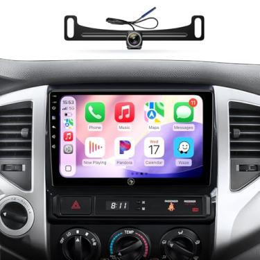 Imagem de Kit de substituição de painel de rádio automotivo de 23 cm (4G + 64G) para atualização estéreo Toyota Tacoma 2005-2015, unidade de cabeça de tela sensível ao toque com fio Carplay com fio Android