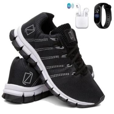 Imagem de Tênis Masculino Para Corrida Academia Caminhada Confortável Super Leve com Fone e Relógio-Masculino