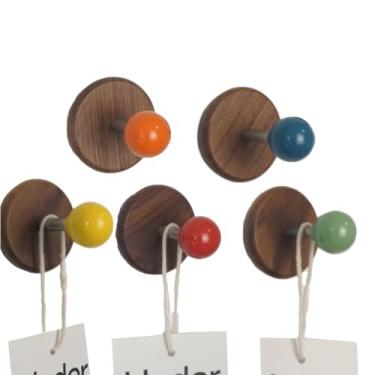 Imagem de 5 ganchos magnéticos coloridos para uso pesado, gancho magnético forte de neodímio, cabide magnético para geladeira, porta de metal, armário para pendurar toalha, casaco, bolsa, guarda-chuva (colorido