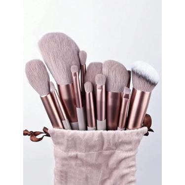 Imagem de Conjunto de pincéis de maquiagem com 13 peças, pincéis macios e macios para sombra, com bolsa, kit de ferramentas de beleza para iniciantes