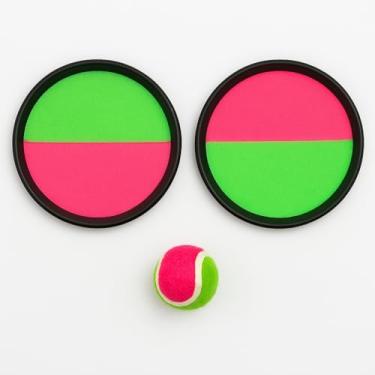Imagem de Jogo de Praia com Raquetes e Bola, Kit Esportivo com 2 Discos em Verde e Rosa, Brinquedo para Praia e Diversão ao Ar Livre