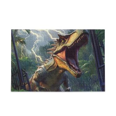 Imagem de Quebra-cabeça de selva de espinossauro de 500 peças, composto de papel e madeira, quebra-cabeças adultos para homens com suporte de letras
