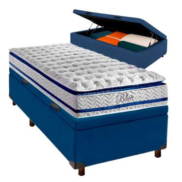 Imagem de Cama Box Bau + Colchão Solteiro Molas Ensacadas Blue Paropas
