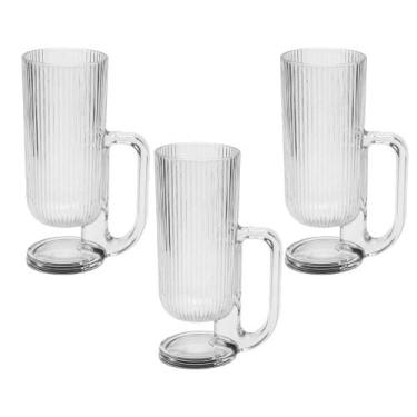 Imagem de Jogo C/3 Canecas de Vidro Transparente Savor 260ml P/ Café e Chá com D