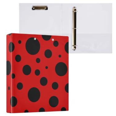 Imagem de Pasta para fichário de bolinhas vermelhas com 3 argolas para material escolar e de escritório, 1 pacote