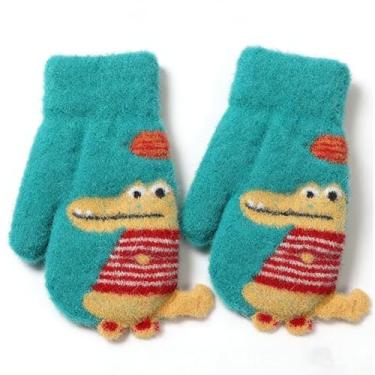 Imagem de Yawolfe Luvas infantis de inverno para meninos e meninas, luvas quentes de neve para clima frio, luvas macias e confortáveis ao ar livre (verde)