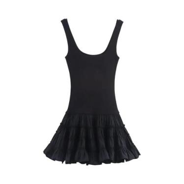 Imagem de Vestido Feminino De Verão Sem Mangas, Slim, Com Detalhes Em Camadas, E