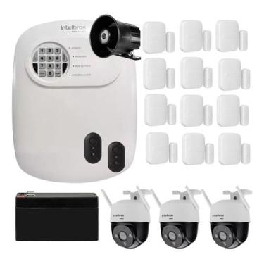 Imagem de Kit Alarme Híbrido ANM 24 NET c/ 12 Sensores Sem Fio e 3 Câmeras WiFi 