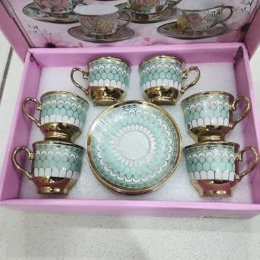 Imagem de Xícara de café kit com 12 peças de Cerâmica em porcelana1(Verde ks203)