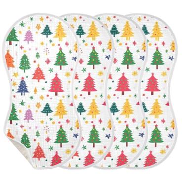 Imagem de Wassud Panos de musselina para bebês com árvores de Natal, 1 pacote, babadores de algodão, toalha de rosto, absorventes e macios para arrotos para meninos e meninas recém-nascidos