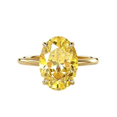 Imagem de 1 peça 1CT-8CT brilhante aliança de noivado oval para mulheres anel promessa eternidade joia fina presente, 8, Cobre, Sem pedra preciosa