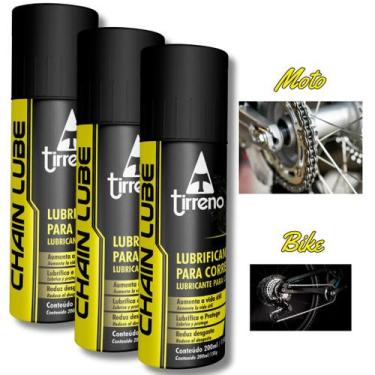 Imagem de Kit 3 Spray Lubrificante Corrente Tirreno Chain Lube 200ml Moto off Ro