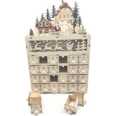 Imagem de Calendário de Contagem Regressiva Madeira com 24 Gavetas e Luz LED para Decoração