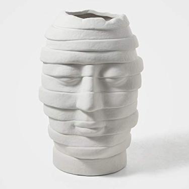 Imagem de Vaso de rosto criativo estudo cerâmica decoração vaso cabeça ornamentos armário de armazenamento decorações de mesa (cor: B tamanho: pequeno) (grande)