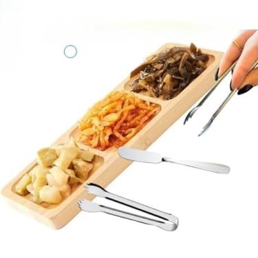 Imagem de Kit 3 Petisqueira Bambu com Bowl e Sousplats - Porta Frios Bambu, Gamela para Churrasco, Petisqueira Retangular 3 Divisórias para Queijo, Fondue, Salame, Petiscos, Patê, Frutas(KIT 2 UNID PETISQUEIRA)
