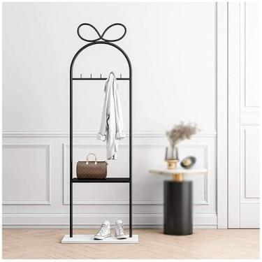 Imagem de 5sssallefaa Rack nórdico multifunções, suporte para pendurar no quarto com prateleira, fácil montagem, cabide de cabide no chão