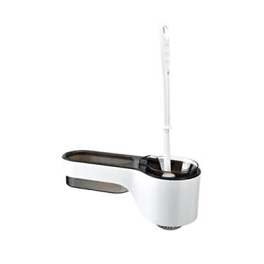 Imagem de Conjunto de suporte de armazenamento de escova de vaso sanitário, cerdas, suporte organizador de ferramentas de cuidados de banheiro montado na parede, escova de limpeza de vaso sanitário