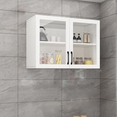 Imagem de Armário de remédios montado na parede com 2 portas de acrílico, armazenamento versátil de cozinha e banheiro, armário de parede de quarto elegante, armário de parede de porta de vidro para espaço