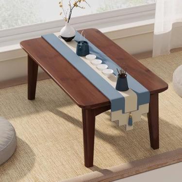 Imagem de Mesa de centro dobrável de bambu, estilo japonês, mesa baixa para sentar no chão, mesa de chá, mesa de canto portátil para sala de estar e quarto (jacarandá 69,8 x 39,9 x 26 cm)