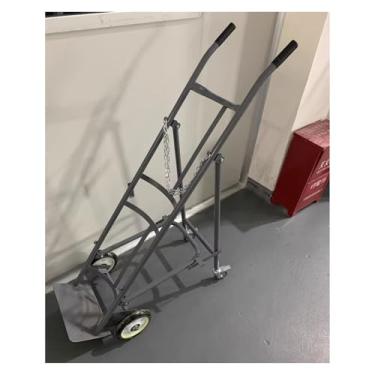 Imagem de Carrinho de tanque de oxigênio resistente com rodas duráveis, rack de cilindro de aço portátil e organizador para hospitais, laboratórios, fábricas e escolas - cinza