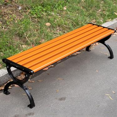 Imagem de Banco de madeira de plástico ao ar livre, parque de banco de design de perna de cadeira curvada, com encosto e apoio de braço curvos, dois estilos disponíveis, para pátio, varanda ou varanda (Cor