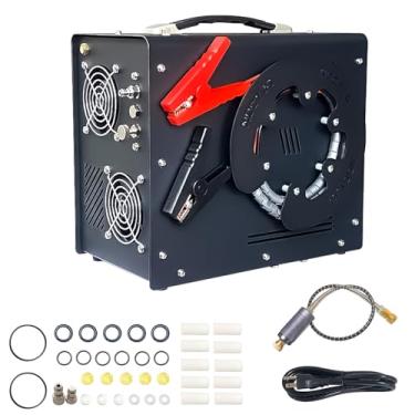 Imagem de NDCYJG Compressor de ar Pcp, conversor embutido/filtro de água e óleo, parada automática, livre de óleo/água, design portátil vertical exclusivo + carretel de fio, alimentado por carro 12 V CC ou casa