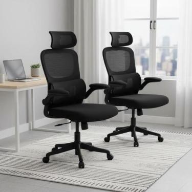 Imagem de Kit 2 Cadeiras Escritório Secretária Ergonômica Ajuste De Altura Ergon