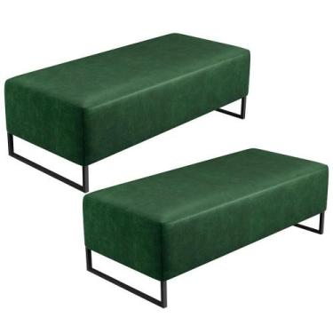 Imagem de Kit 02 Puffs Bali Base Ferro 120x50 Cm Facto Verde Musgo - LYAM DECOR