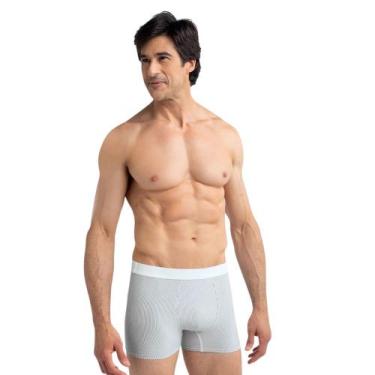 Imagem de Cueca Boxer Mash Microfibra Risca de Giz Adulto 45.00, Branco, GG