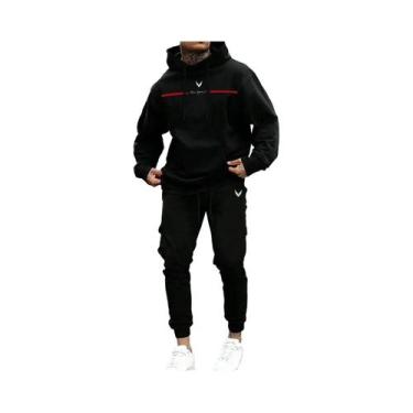 Imagem de Conjunto De Moletom Masculino Para Outono E Inverno Com Capuz E Cordão