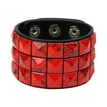 Imagem de Pulseira Unissex De Couro PU Estilo Punk Rock Hip Hop Com Caveira, Cor