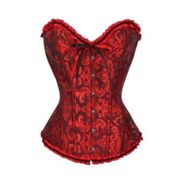 Imagem de Corset De Cetim Vintage Gótico Com Renda Floral, Lingerie Sexy Com Arm