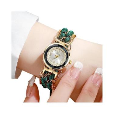 Imagem de Relógio feminino moda pulseira de corda trançada relógios de quartzo -