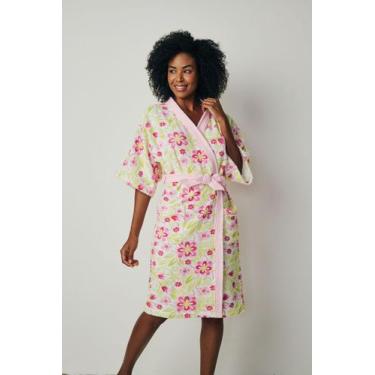 Imagem de Roupão Felpudo Adulto Quimono Estampado Azaleia Com 1 Peça - Lepper, M