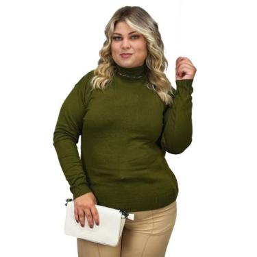 Imagem de Blusa Feminina Tricô Lã Plus Size Manga Longa Cacharrel Frio - Gip Eco