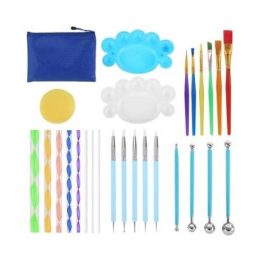 Imagem de Kit De Ferramentas Para Pintura Em Pedras Mandala: Canetas, Estênceis,