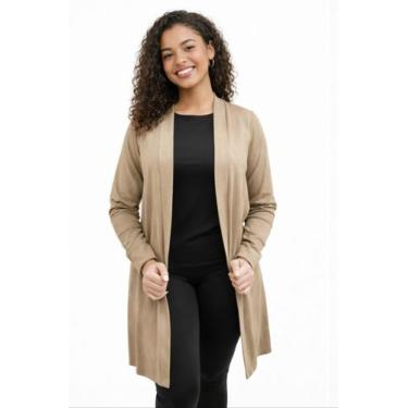 Imagem de Cardigan (Kimono) de suede Winter com abertura lateral Cor:BegeTamanho