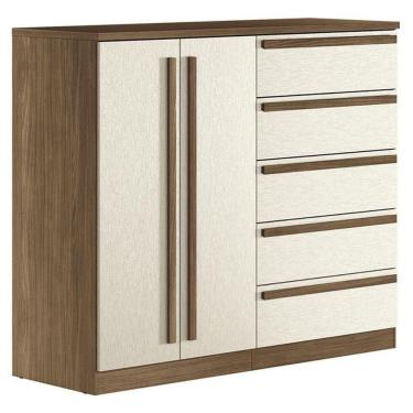 Imagem de Comoda 2 Portas 5 Gavetas Malaga Gold Jatobá Areia Acetinado - Santos Andirá
