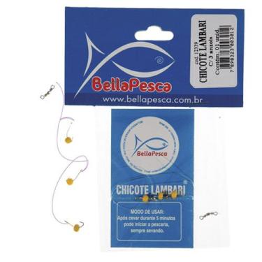 Imagem de Chicotinho para lambari com 3 anzóis - BellaPesca, 10 unidades