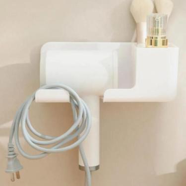 Imagem de Porta Secador Cabelo Escova Prancha Parede Adesivo Suporte COR:BRANCO 