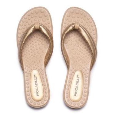 Imagem de Chinelo Feminino Piccadilly Anabela Metalizado Dourado-Feminino