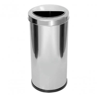 Imagem de Lixeira Inox 50 Litros com Aro Meia Lua 50L Aço Abertura com Bandeja Interna Inox Higipack