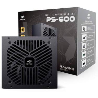Imagem de Fonte Gamer C3Tech PS-600BK 600W Real, Silenciosa - Preta - C3 TECH