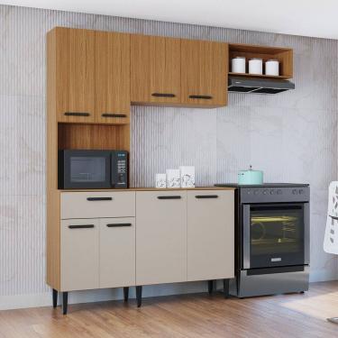 Imagem de Cozinha Dora com Balcão 8 Portas 1 Gavetas Yescasa Cinamon/Cinamon/OffWhite