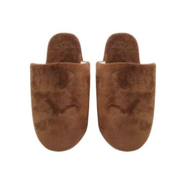 Imagem de Chinelo de Quarto 41/42 Poliéster Marrom Basic+ Confortável Masculino
